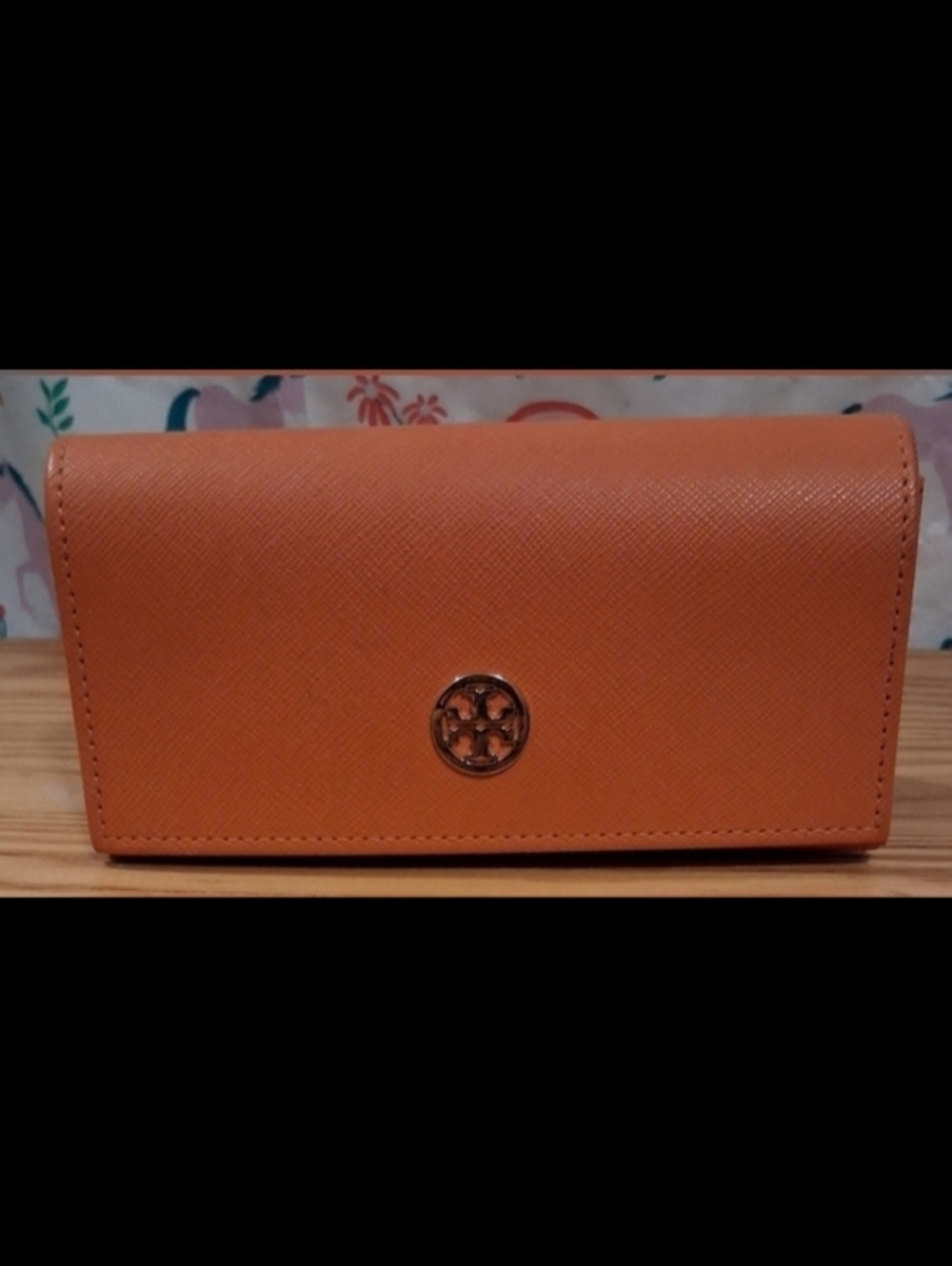 EUC Tory Burch Hard Orange Saffiano Leather & Silk Sleeve Glasses Sunglass Cases